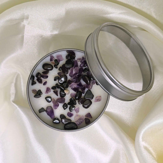 Bougie Lâcher-Prise – Parfum Lotus Blanc & Coton - Cristaux Magiques