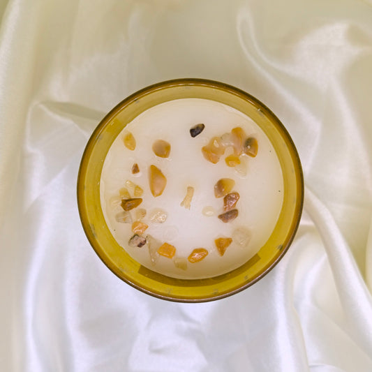 Bougie Chakra Plexus Solaire – Parfum Citron - Cristaux Magiques