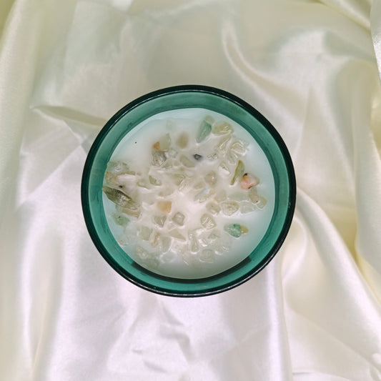 Bougie Chakra Cœur – Parfum Menthe - Cristaux Magiques