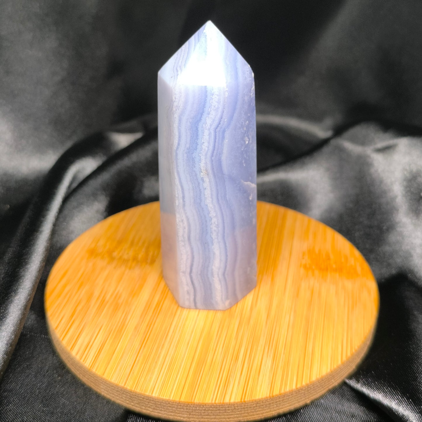Pointe polie en Calcédoine bleue