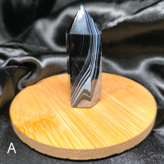 Pointe en Agate Noire - Cristaux Magiques
