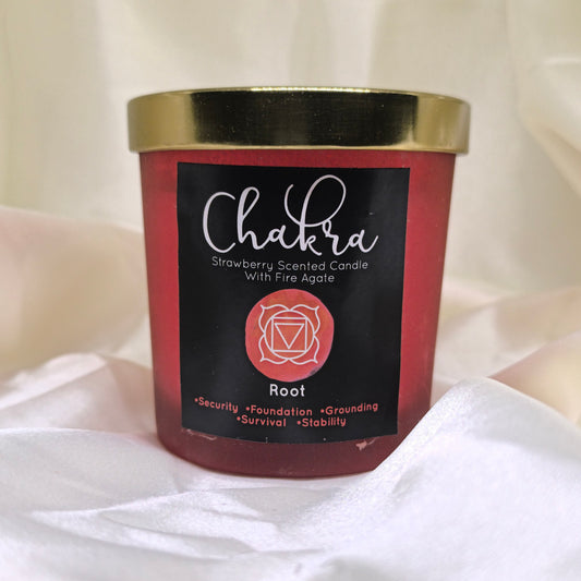Bougie "Chakra Racine" – Parfum Fraise